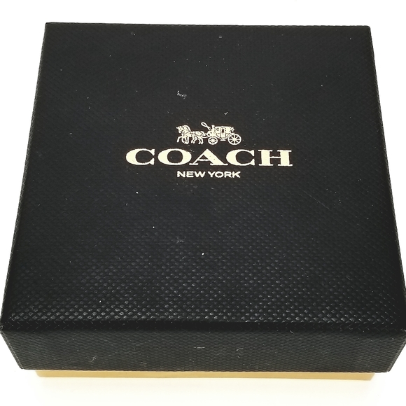 COACH Emerald Cut Stud Earrings Clear Gray Silver - Picture 2 of 4